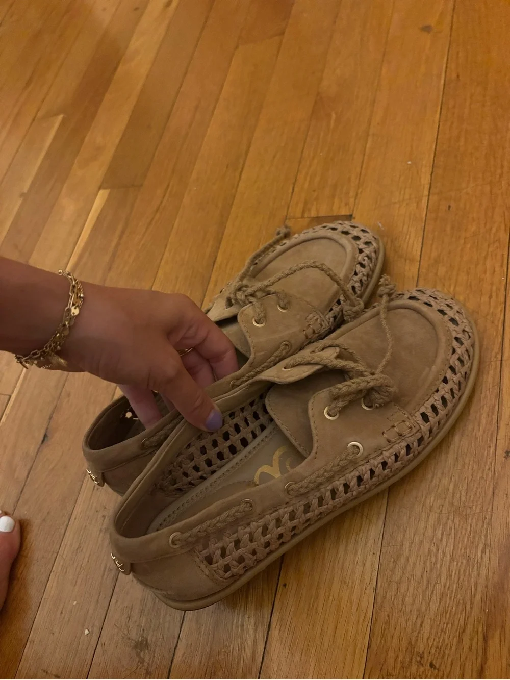 Sam Edelman Tan Suede Woven Loafer